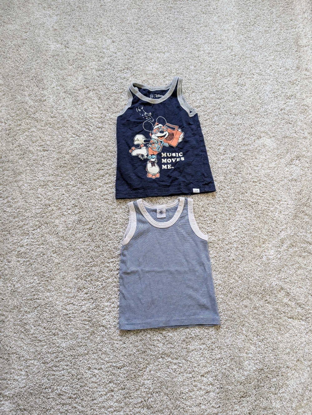 Two Tank Tops Disney Mickey and Petit Bateau Nautical Stripe - 3T